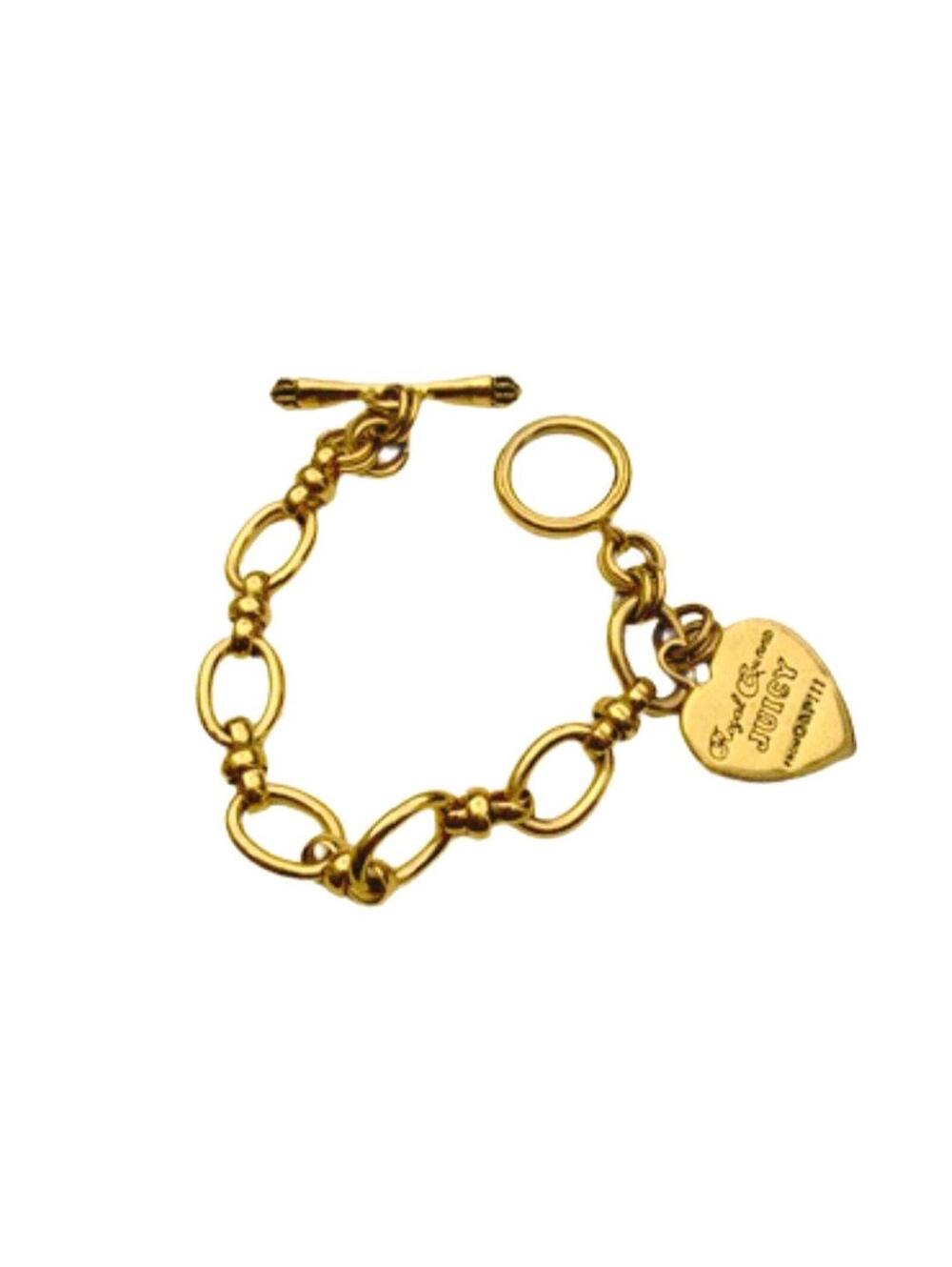 Vintage Y2K Juicy Couture Gold Tone Toggle Charm Bracelet – Royal Crown Heart